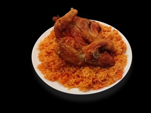 Kip met een rode rijst